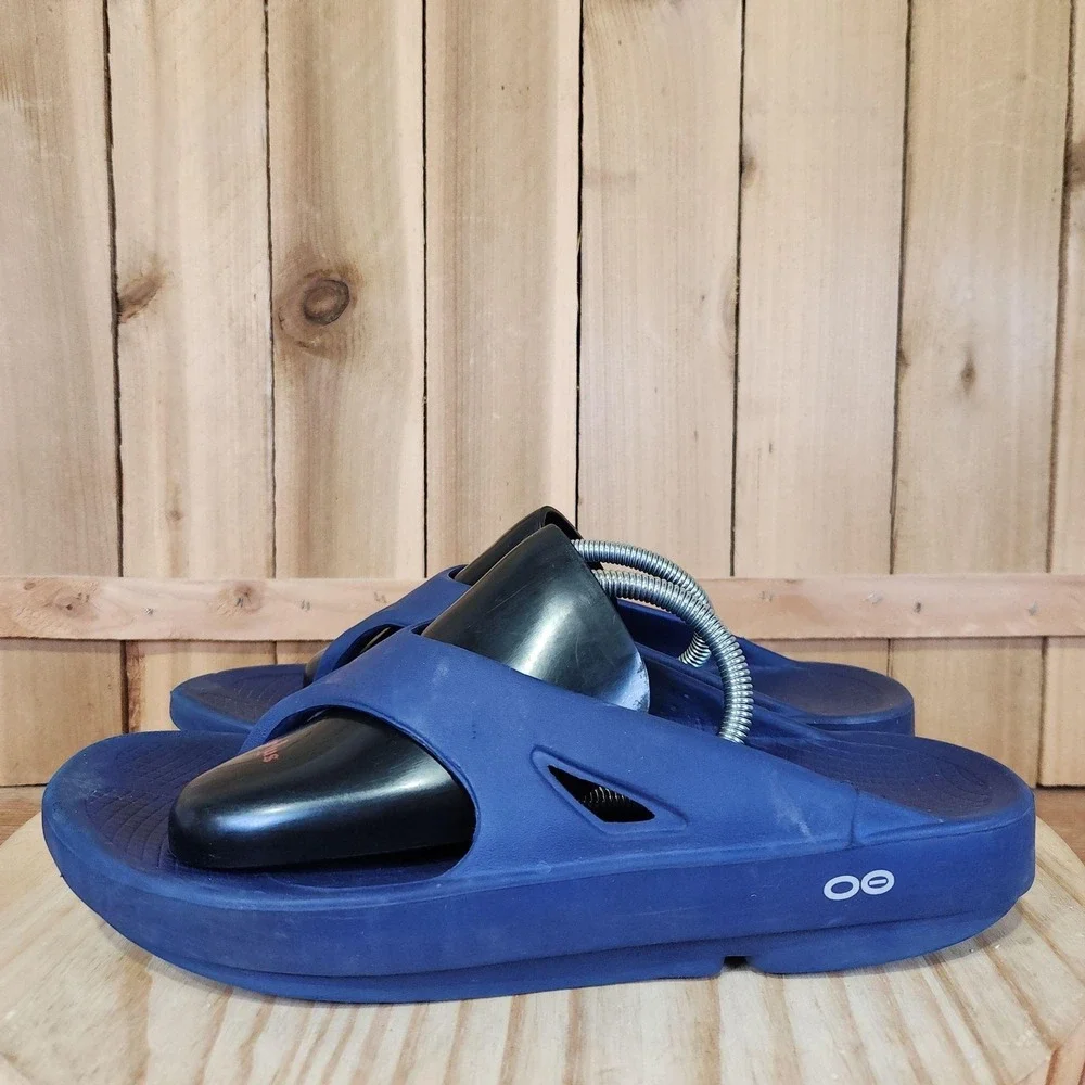 Oofos OOriginal Sandals Mens 11 Blue Thong Flip Flop Cushioned Slip On Comfort